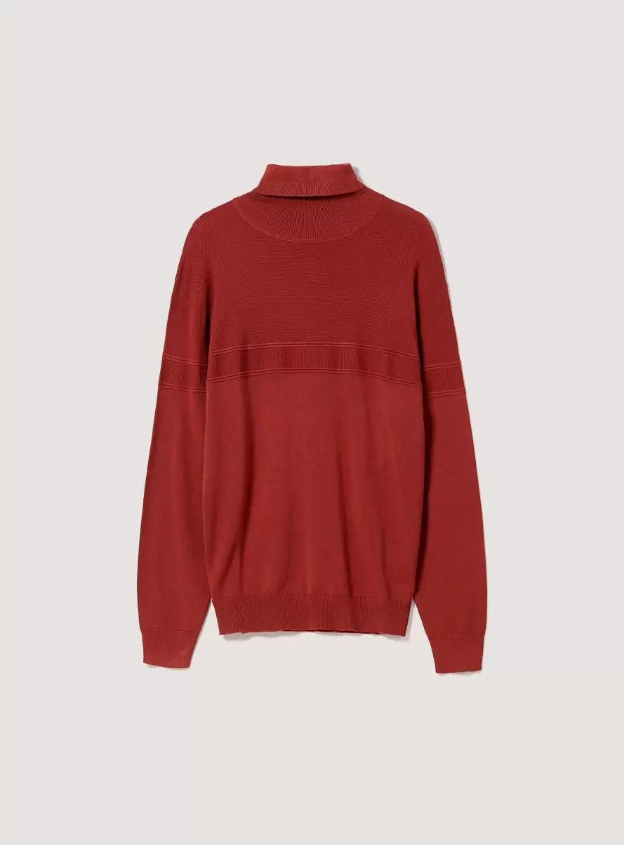 Men Rt2 Rusty Medium Fine Turtleneck Pullover With Soft Viscose Texture Sweaters - 3