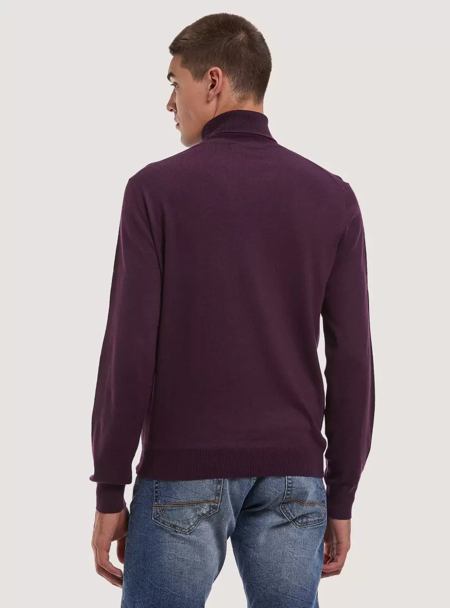 Men Sweaters Vi1 Violet Dark Soft Turtleneck Pullover - 2
