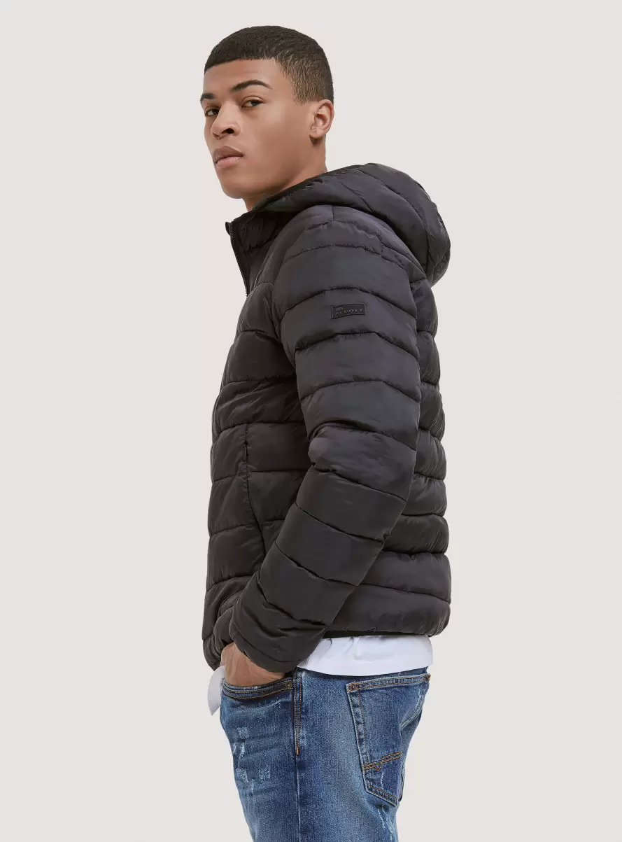 Black Men Basic Jacket With 100% Recycled Padding Jackets - 2