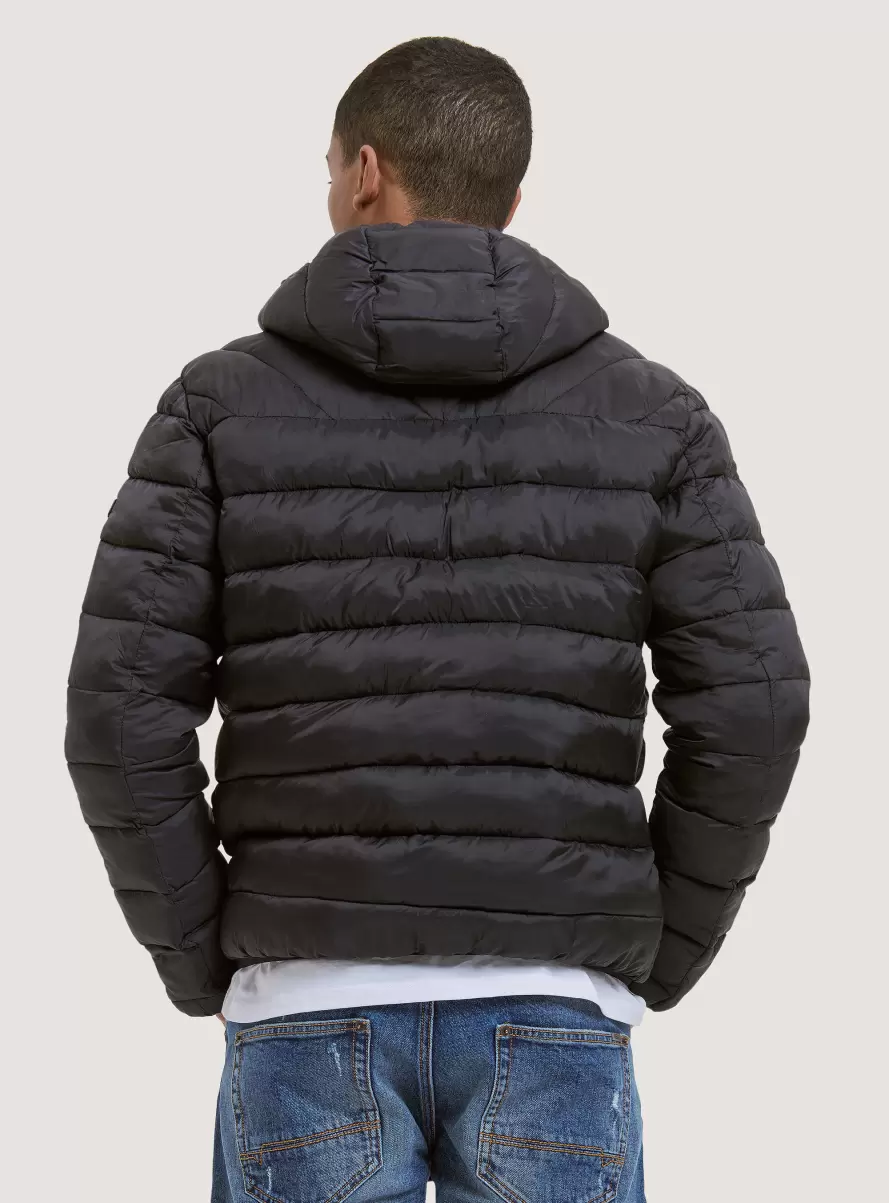 Black Men Basic Jacket With 100% Recycled Padding Jackets - 3