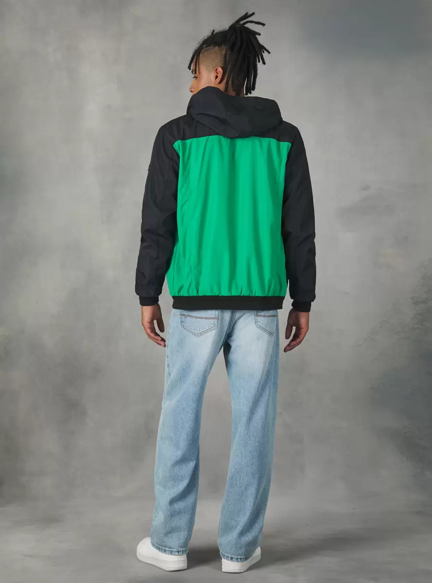 Jackets Men Windproof Colour Block Jacket Gn2 Green Medium - 3