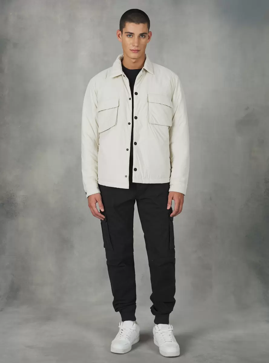Wh2 White Jacket With Collar And Recycled Padding Jackets Men - 2
