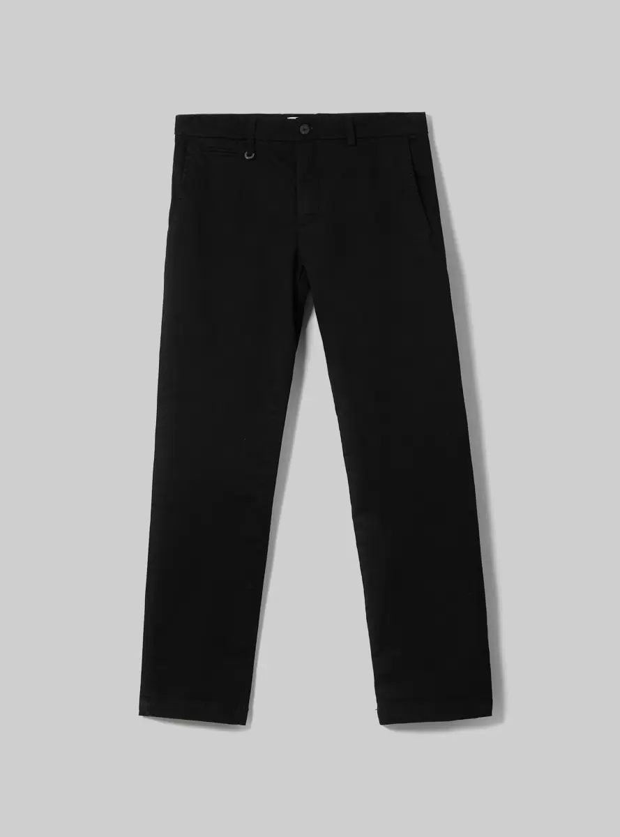 Men Trousers Bk1 Black Stretch Cotton Twill Chinos - 4