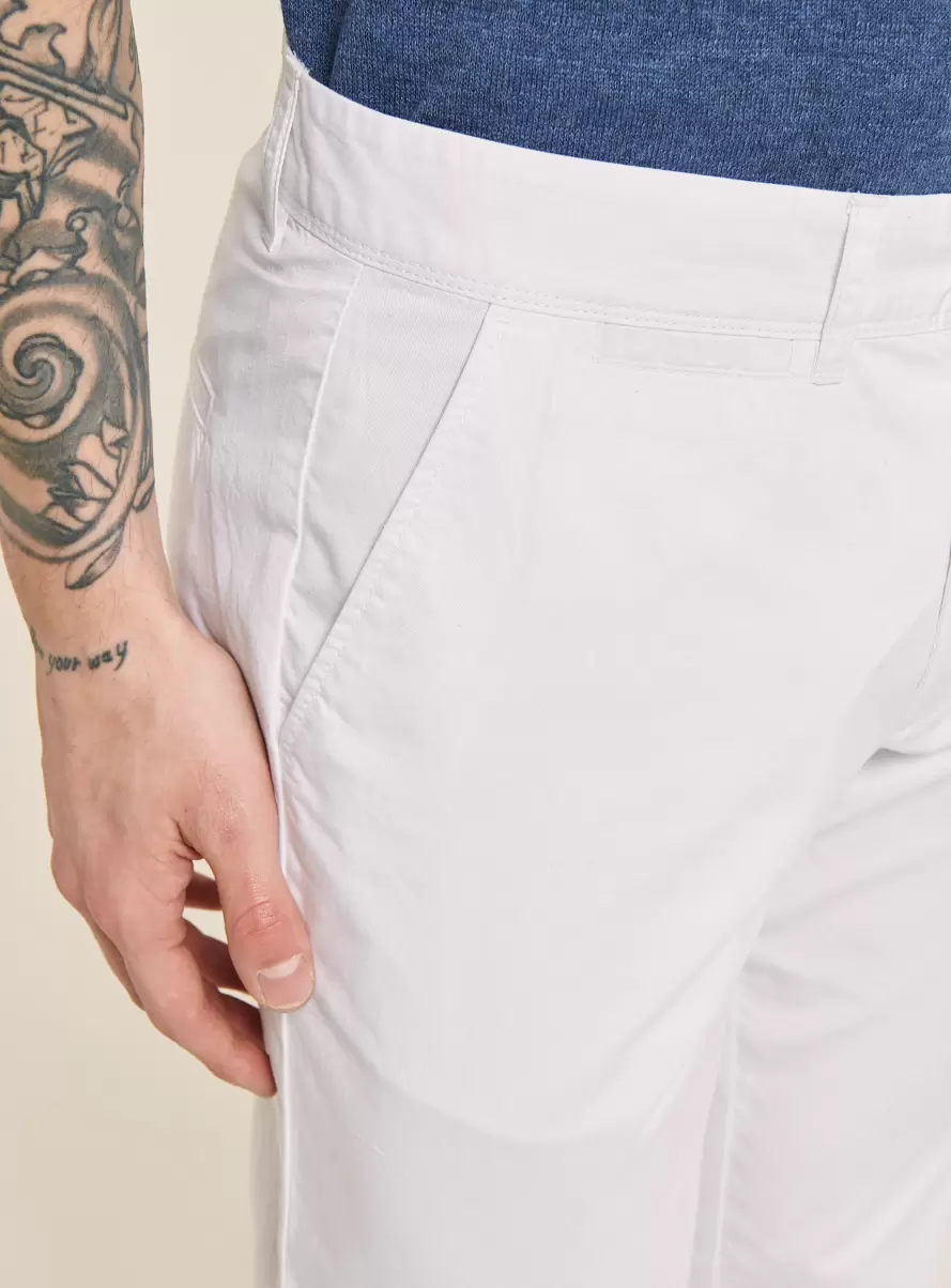 Men White Twill Chinos Trousers - 3
