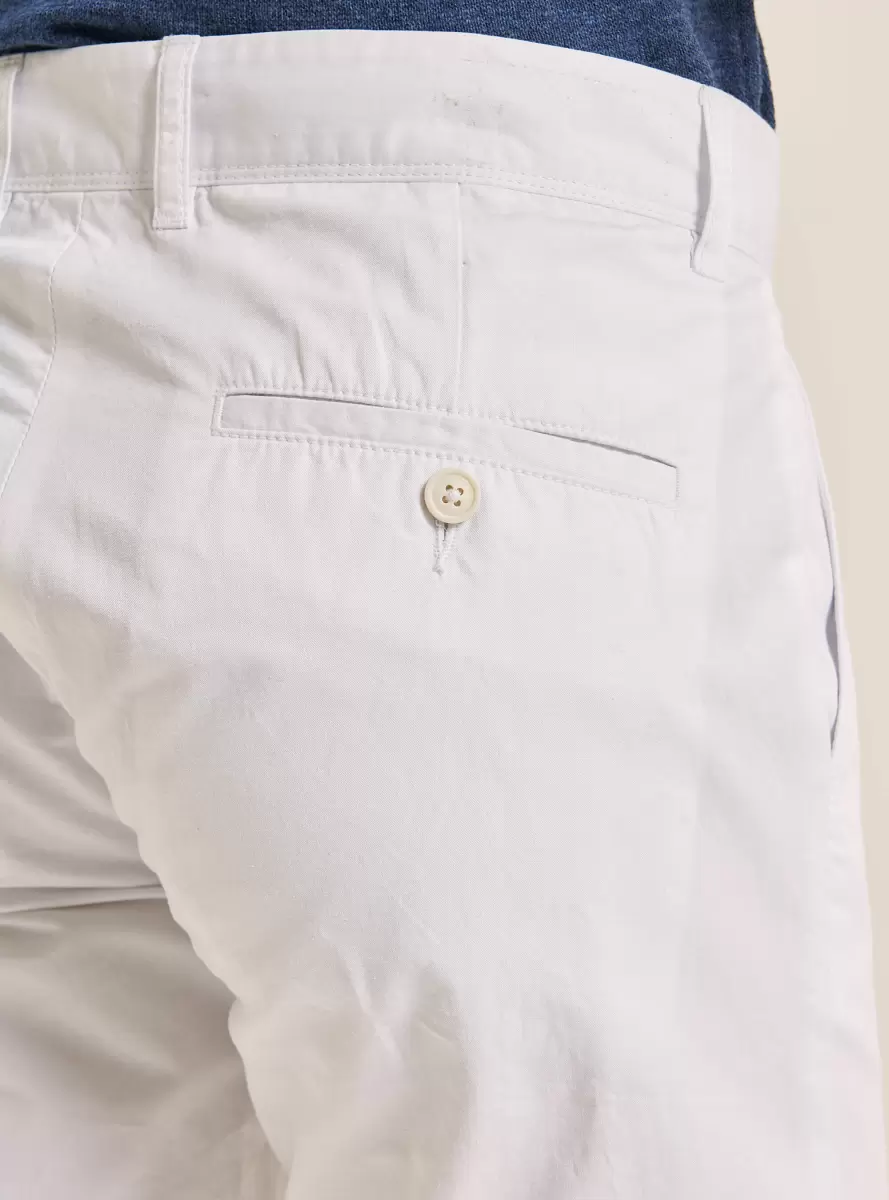 Men White Twill Chinos Trousers - 4