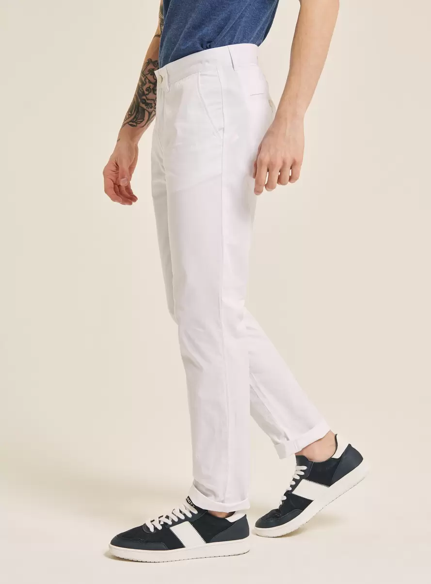 Men White Twill Chinos Trousers