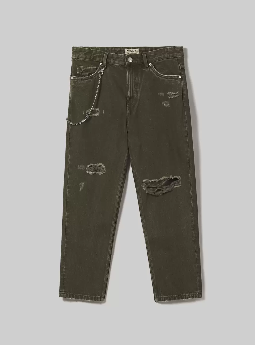 Relaxed Fit Jeans With Chain Men Trousers Ky2 Kaky Medium - 4