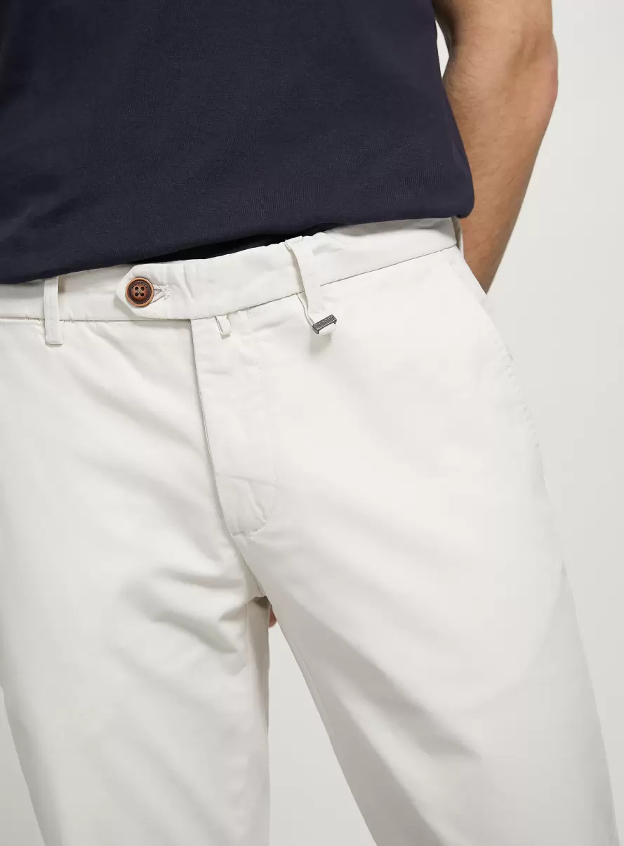 Trousers Stretch Cotton Twill Chinos Wh1 Off White Men - 2