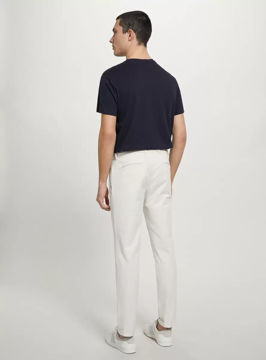 Trousers Stretch Cotton Twill Chinos Wh1 Off White Men - 3