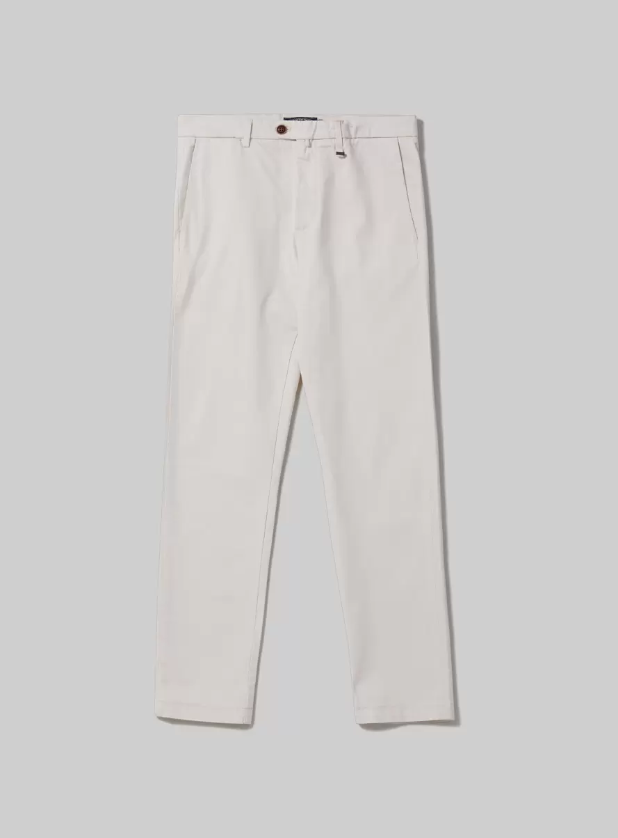 Trousers Stretch Cotton Twill Chinos Wh1 Off White Men - 4