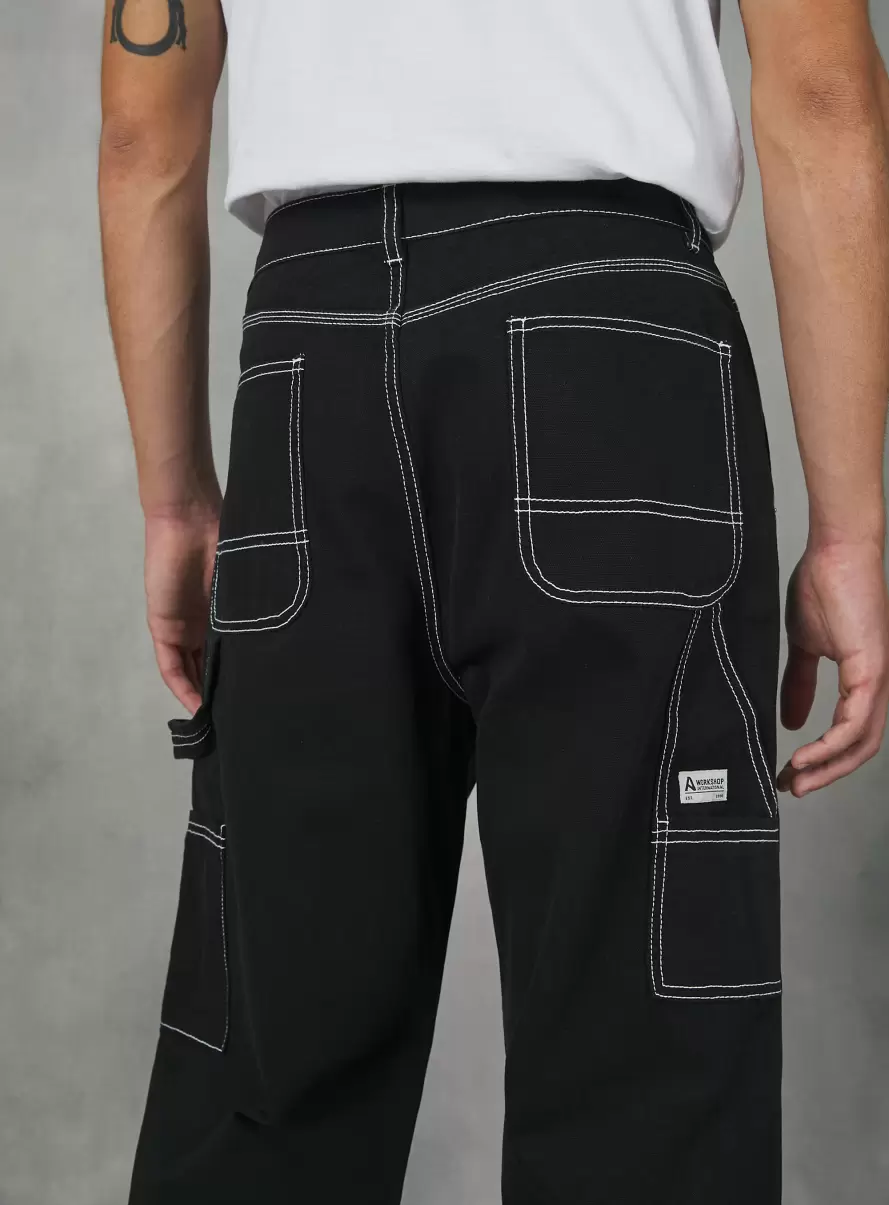 Carpenter Canvas Trousers Trousers Men Bk1 Black - 2