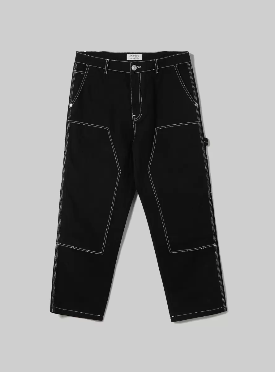 Carpenter Canvas Trousers Trousers Men Bk1 Black - 4