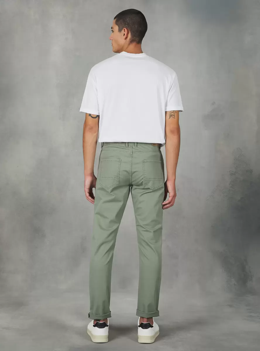 Skinny Fit Cotton Trousers Men Gn2 Green Medium Trousers - 3