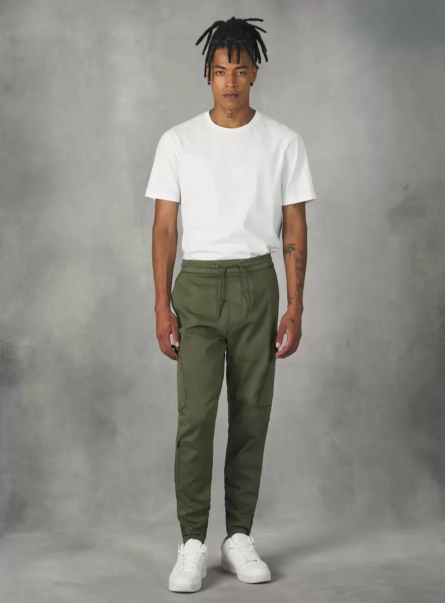 Jogger Trousers With Large Pockets Ky1 Kaky Dark Men Trousers
