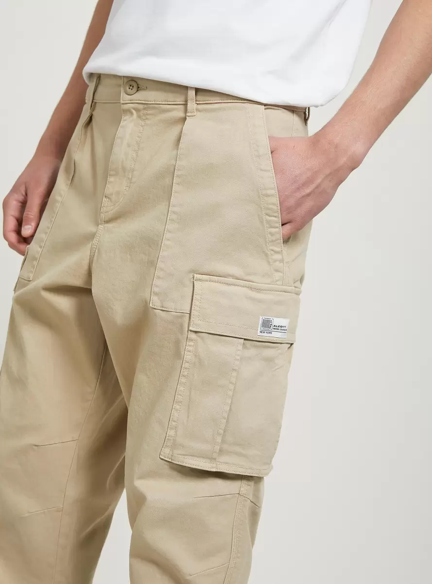 Men Trousers Pantaloni Cargo Relaxed In Twill Stretch Cm2 Camel Medium - 2