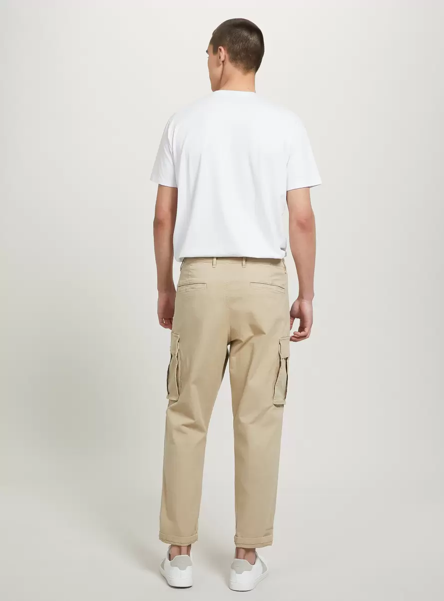 Men Trousers Pantaloni Cargo Relaxed In Twill Stretch Cm2 Camel Medium - 3