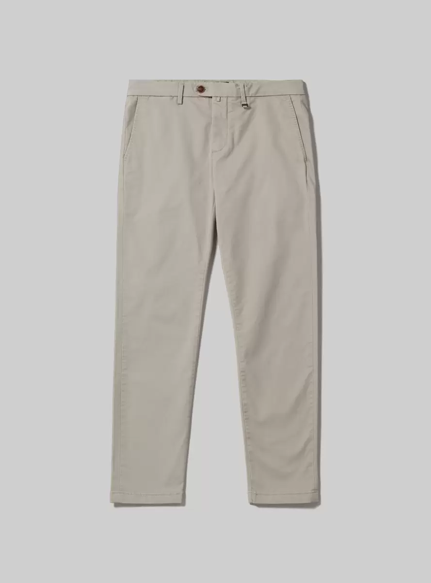 Trousers Beige Men Stretch Cotton Twill Chinos - 4