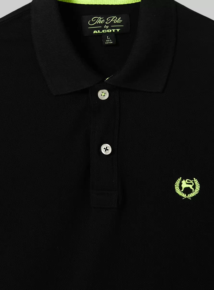 Polo Men Cotton Piqué Polo Shirt With Embroidery Bk1 Black - 5