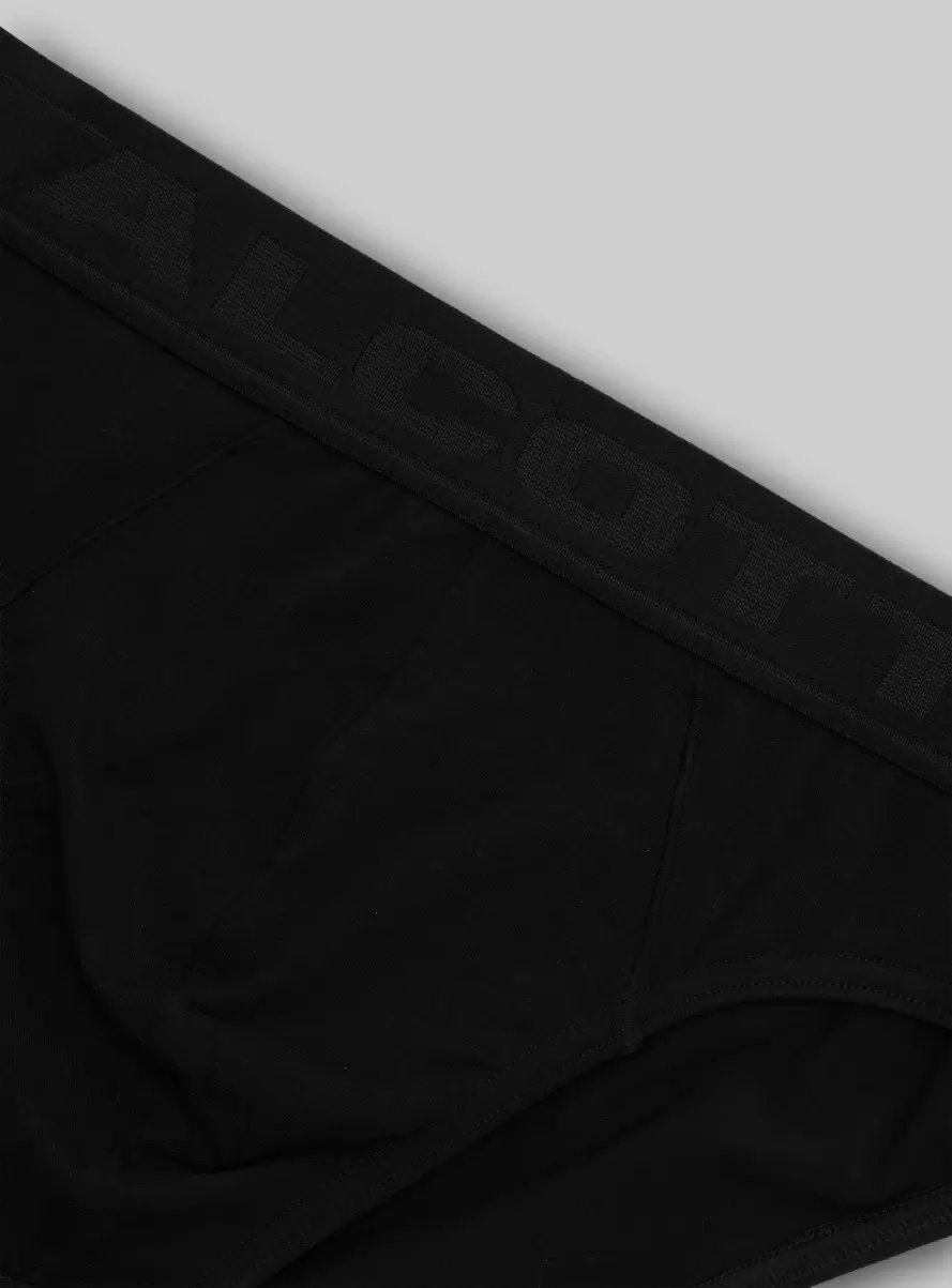 Men Underwear Stretch Cotton Briefs With Logo Bk1 Black - 1