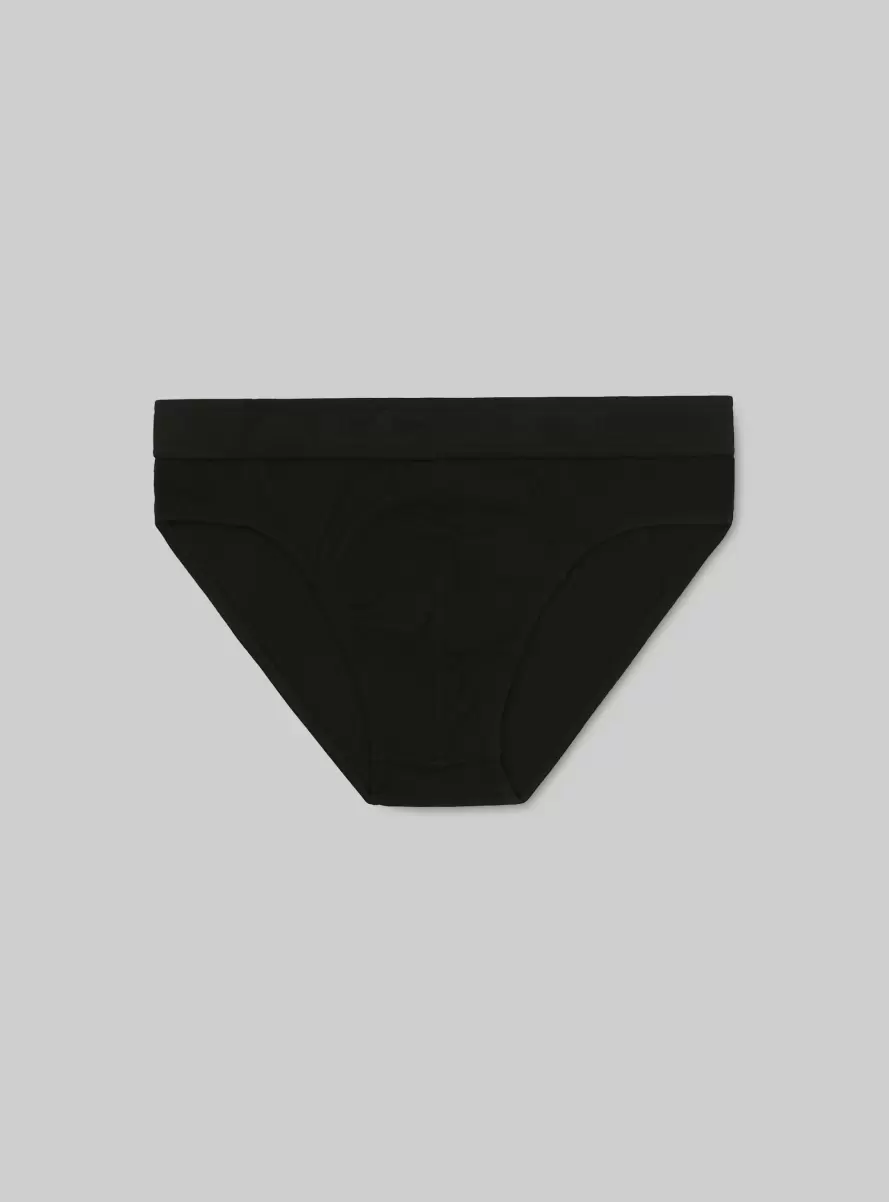 Men Underwear Stretch Cotton Briefs With Logo Bk1 Black