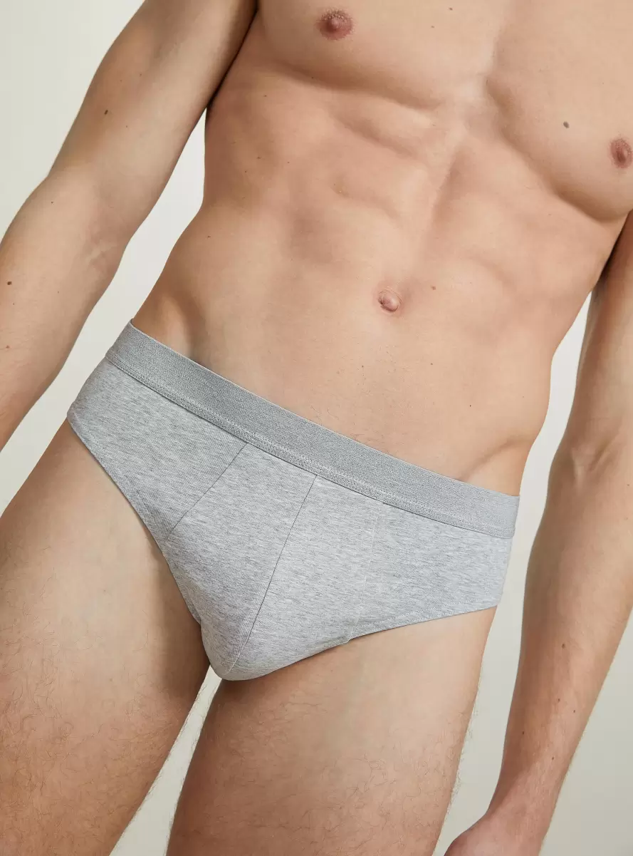 Underwear Men Set Of 3 Pairs Of Stretch Cotton Briefs Mgy2 Grey Mel Medium - 2