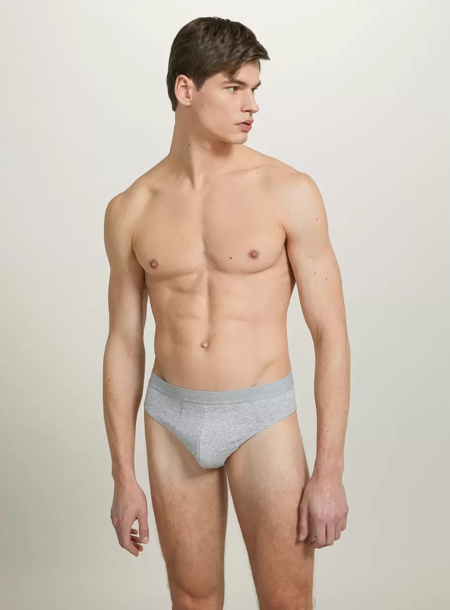 Underwear Men Set Of 3 Pairs Of Stretch Cotton Briefs Mgy2 Grey Mel Medium - 5