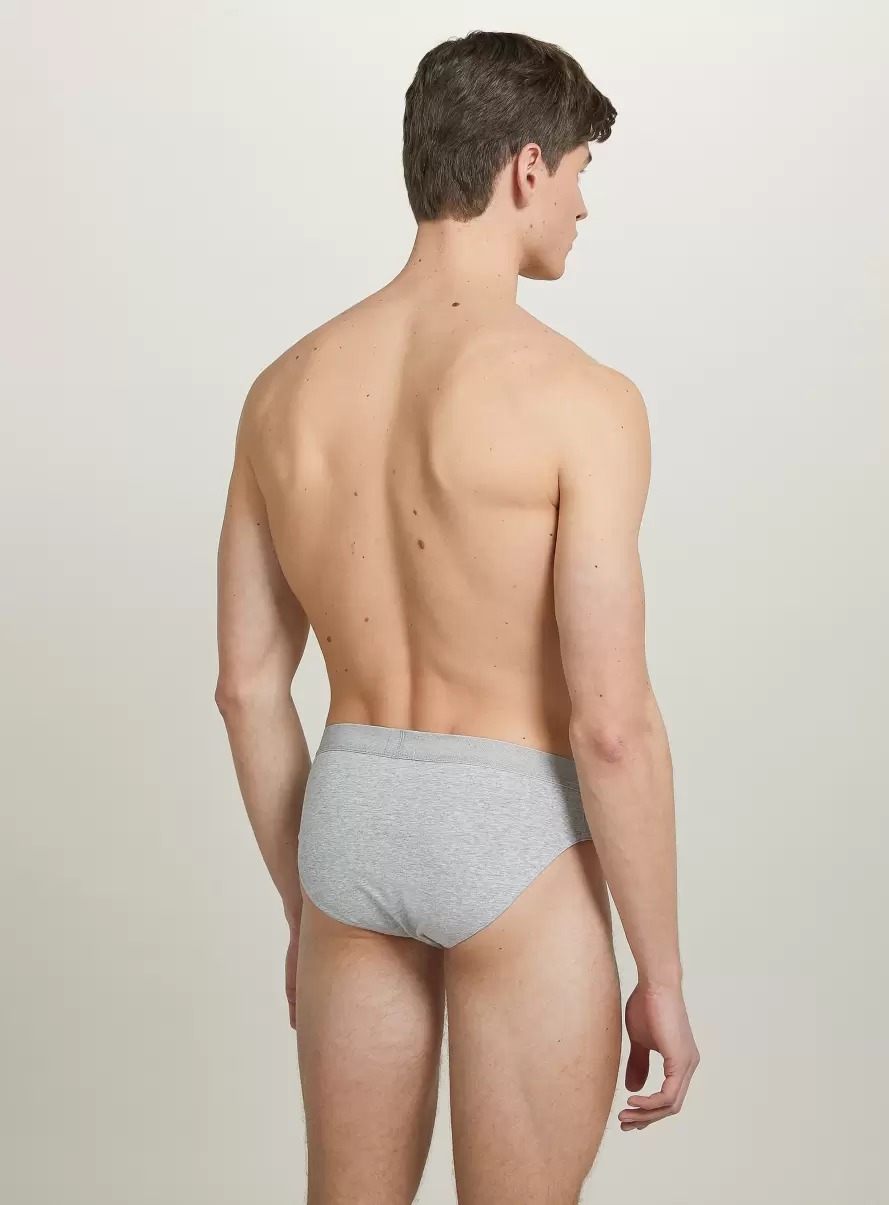 Underwear Men Set Of 3 Pairs Of Stretch Cotton Briefs Mgy2 Grey Mel Medium - 6