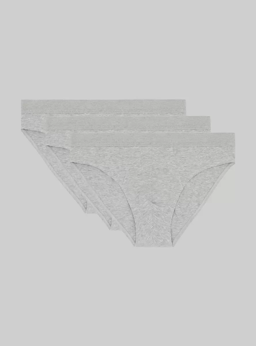 Underwear Men Set Of 3 Pairs Of Stretch Cotton Briefs Mgy2 Grey Mel Medium