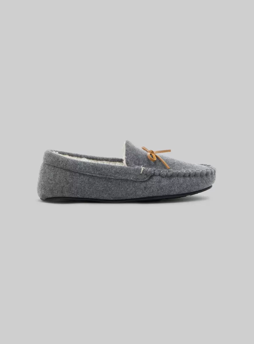 Moccasin-Style Slippers With Faux Fur Lining Gy2 Grey Medium Shoes Men - 2