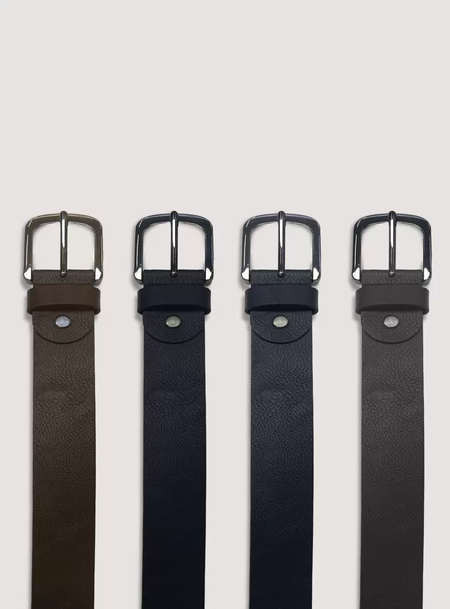 Basic Leather-Effect Belt Men Belts Br1 Brown Dark - 2