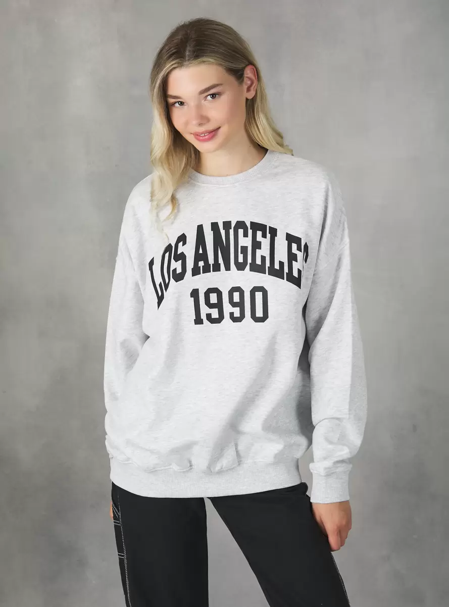 Women Sweatshirts Oversized College Crew-Neck Sweatshirt Mgy3 Grey Mel Light