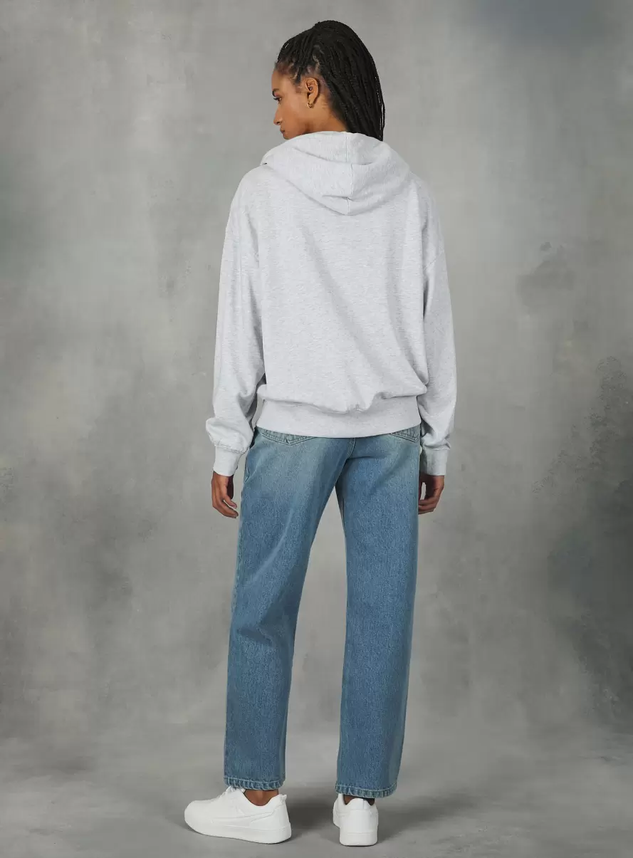 Sweatshirts Women Cotton Zip Hoodie Mgy3 Grey Mel Light - 3