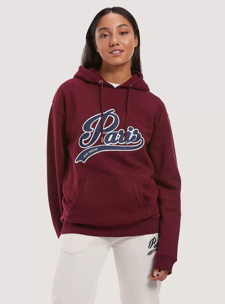 Bo2 Bordeaux Medium Sweatshirts Women Sweatshirt With Paris Patch And Hood