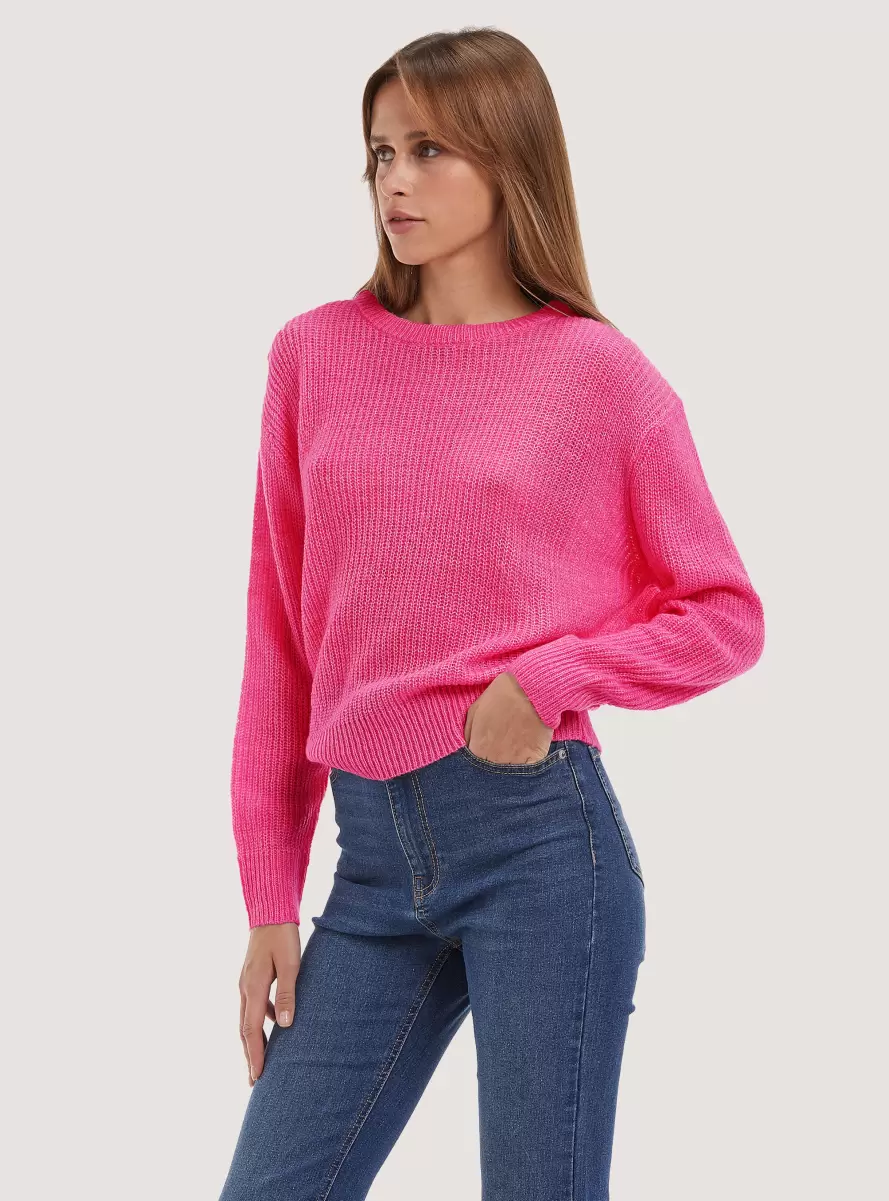 Comfort Fit English Stitch Pullover Sweaters Women Fx3 Fuxia Light - 1