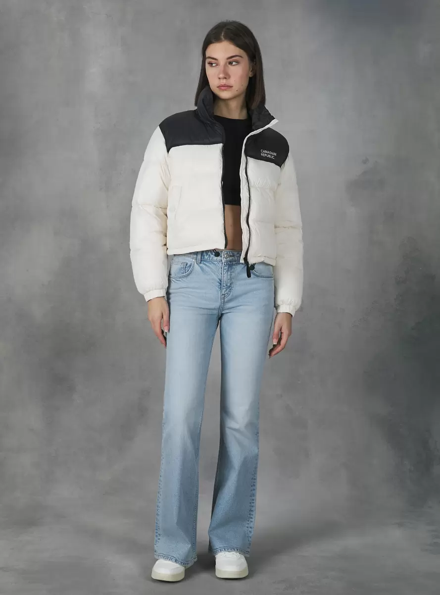 Wh1 Off White Cropped Jacket With Recycled Padding Jackets Women - 1