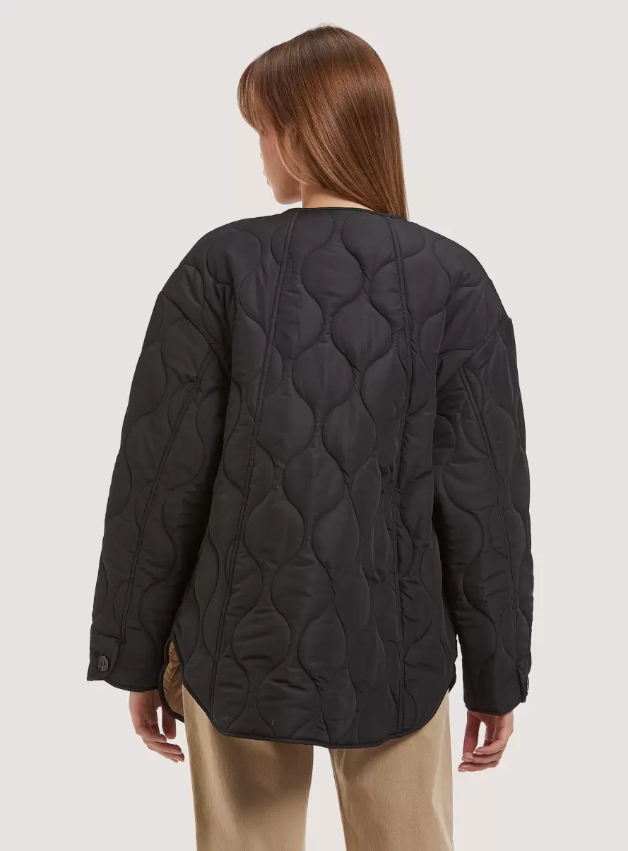Bk1 Black Women Jackets Quilted Jacket With Recycled Padding - 2