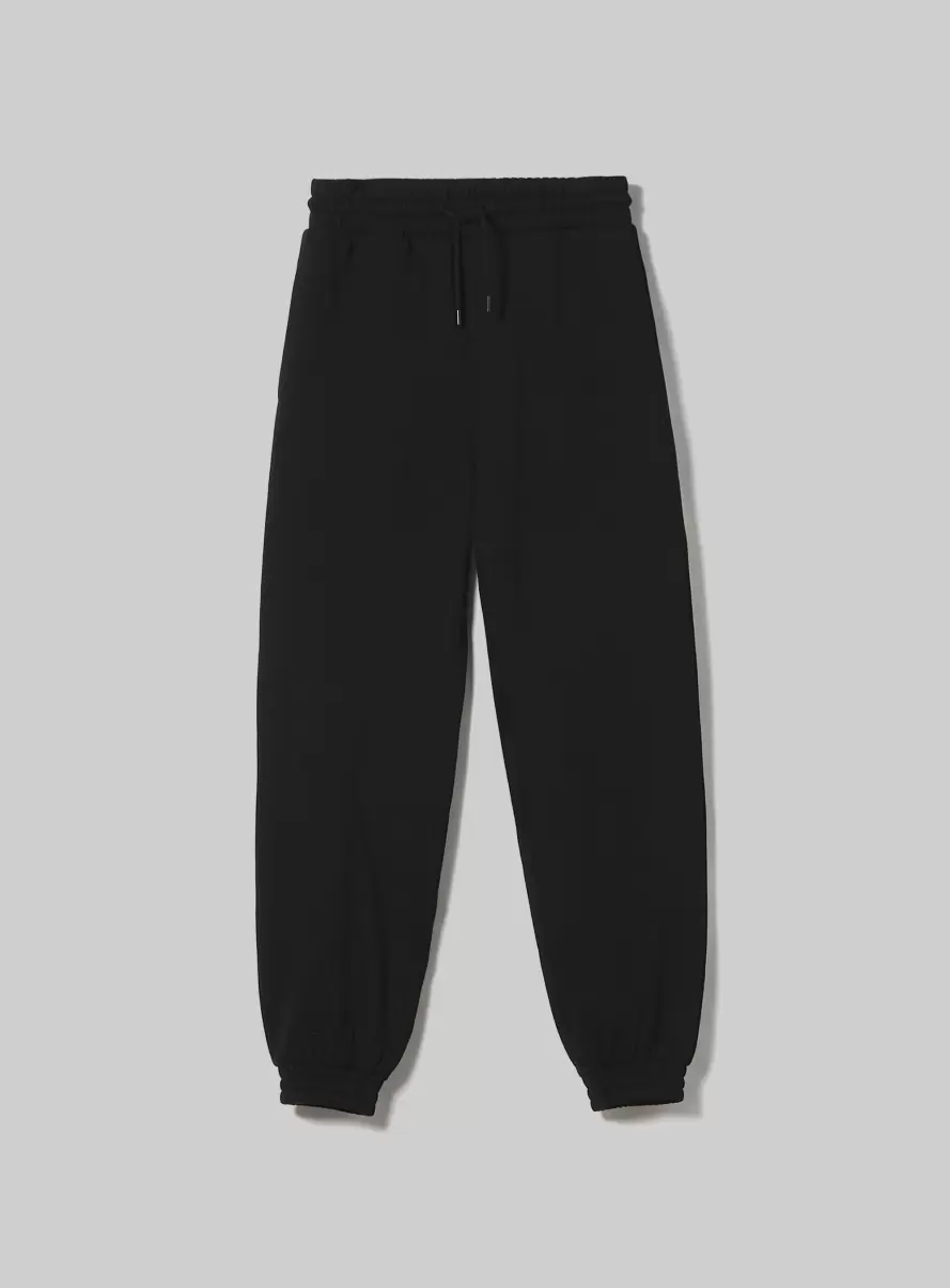Plush Jogger Trousers Bk1 Black Trousers Women - 4