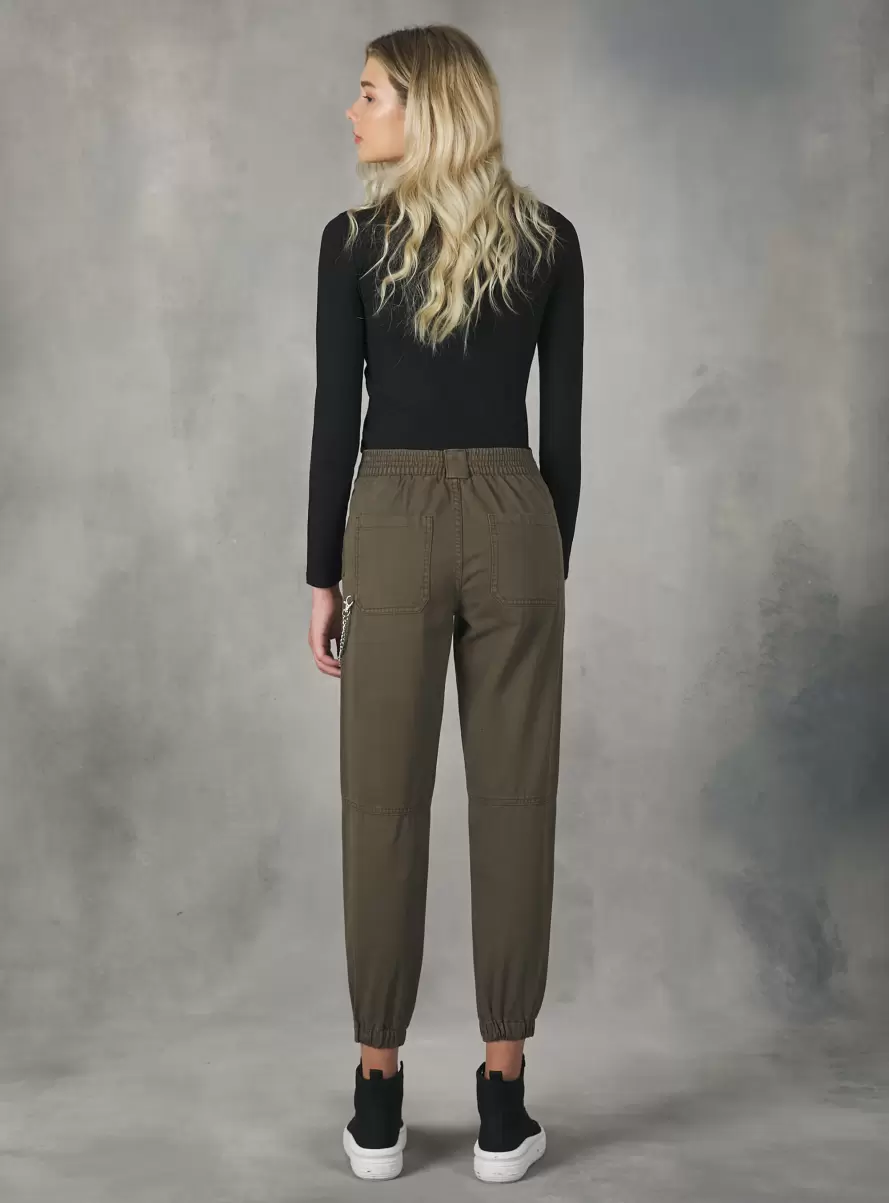 Women Trousers Jogger Trousers With Chain Ky1 Kaky Dark - 3