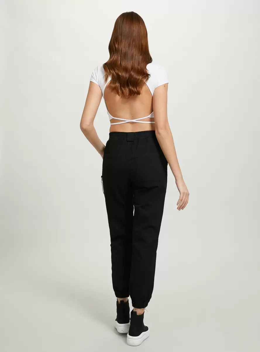 Trousers Jogger Trousers With Chain Women Bk1 Black - 2