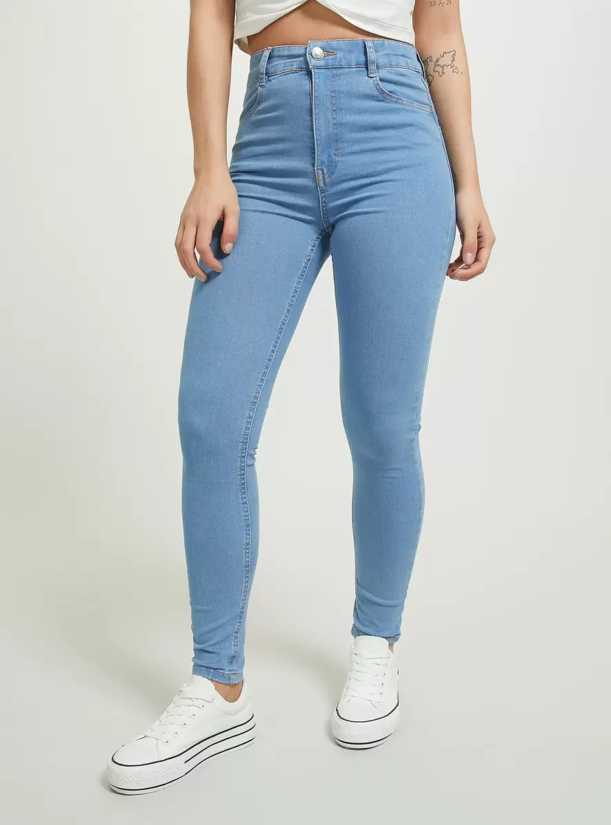 Women Skinny Fit High Waist Jeans D006 Azure Jeans