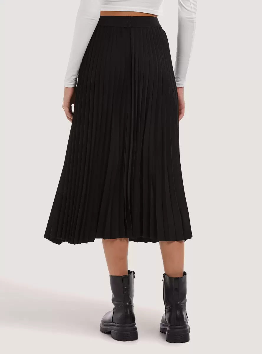 Skirts And Shorts Pleated Midi Skirt Women Bk1 Black - 2