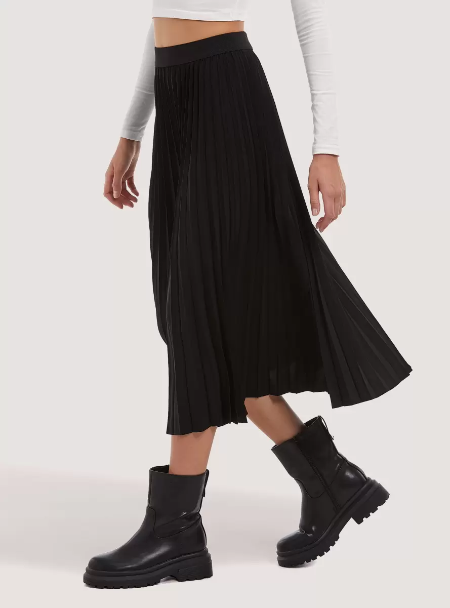 Skirts And Shorts Pleated Midi Skirt Women Bk1 Black