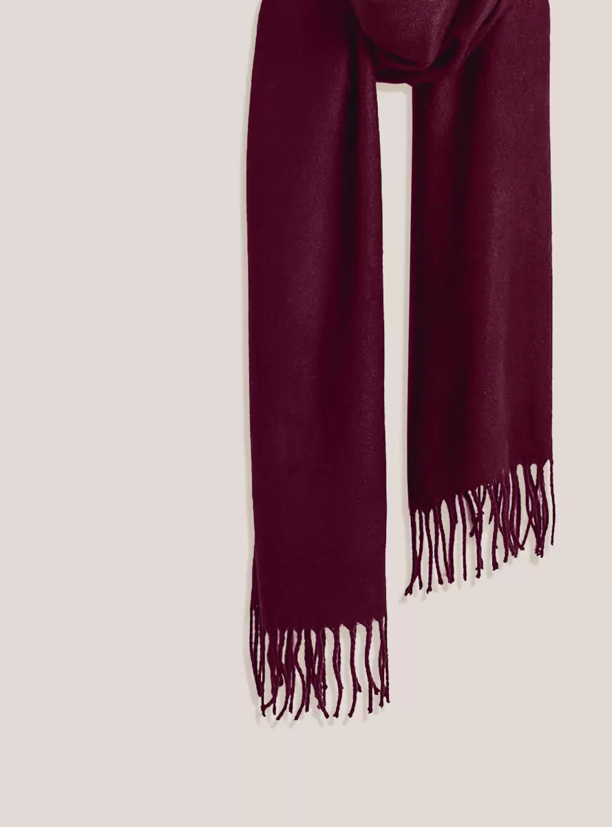 Scarves Women Solid-Coloured Scarf With Fringes Bo1 Bordeaux Dark - 1
