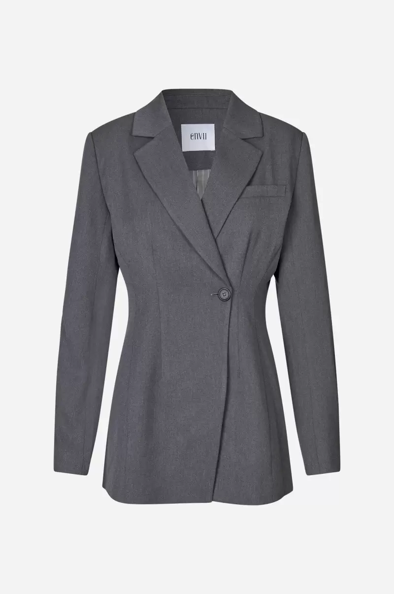 Jackets & Coats Women Enaugustine Blazer 7092 Mid Grey Mel Envii Solid - 4