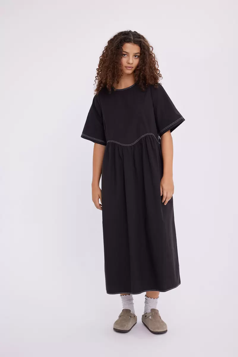 Envii Black Dresses Peaceful Enrope Ss Midi Dress 7038 Women