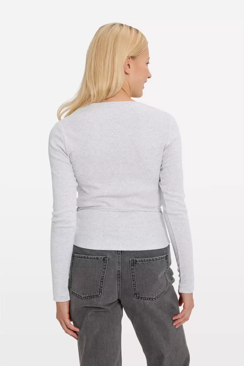 Envii Light Grey Mel (Ally) T-Shirts & Tops Enally Ls V-N Tee 5314 Women High-Performance - 2