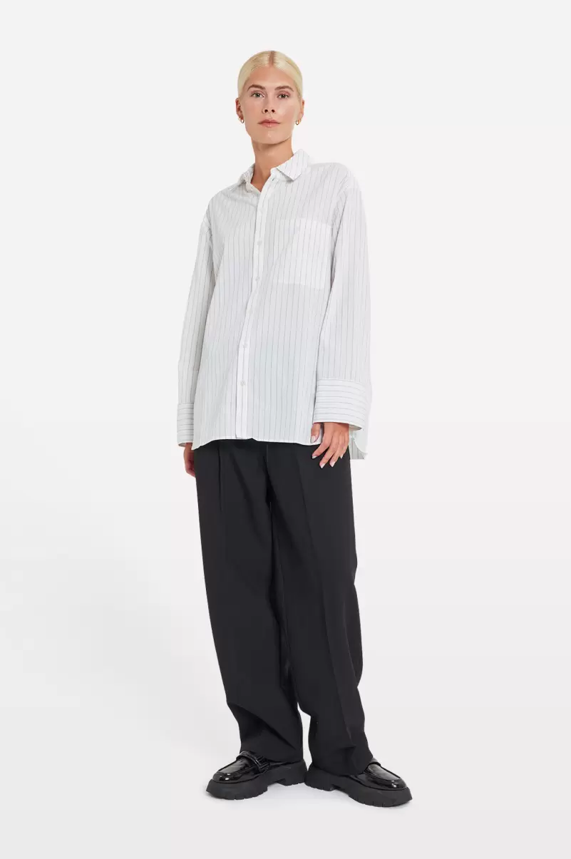 Women Blouses & Shirts Personalized Entube Ls Shirt 7119 Opal Gray Stripe Envii - 1