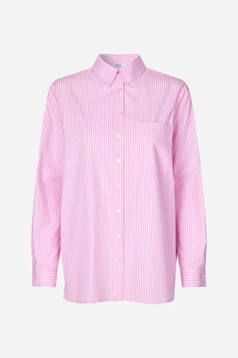 Buy White Blue Stripe Endiamond Ls Shirt 7149 Envii Women Blouses & Shirts - 4