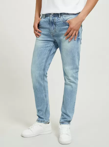 Denim Days Men D004 Medium Light Blue Slim Fit Cotton Jeans