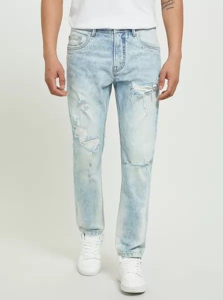 Slim Fit Stretch Denim Jeans With Rips D007 Light Azure Men Denim Days
